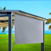 3X2.5M Outdoor Blinds Awning Roll Down Screen Fabric Blinds Outdoor Window Shade Grey