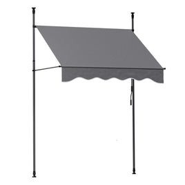 Instahut Window Fixed Pivot Arm Awning Outdoor Door Canopy 2X1.8M Grey