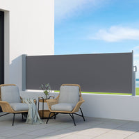 Side Awning Sun Shade Outdoor Blinds Retractable Screen 1X3M Grey