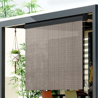 2.1X2.5M Outdoor Blinds Awning Roll Down Retractable Knit Fabric Outdoor Blinds Window Shade Brown