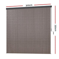 3X2.5M Outdoor Blinds Awning Roll Down Retractable Knit Fabric Outdoor Blinds Window Shade Brown