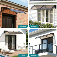 Instahut Window Awning Drainage 0.6mx0.6m Outdoor Brown