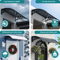 Instahut Window Awning Drainage 0.6mx0.6m Outdoor Grey