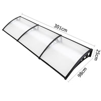 Window Door Awning 1mx3m Transparent