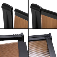 Window Door Awning Canopy 1mx2m Brown Sheet Black Plastic Frame