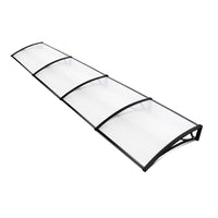 Window Awning Door Canopy 1m x 4m Transparent Sheet Black Plastic Frame