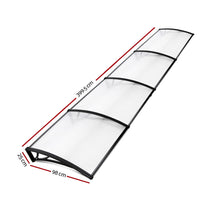 Window Awning Door Canopy 1m x 4m Transparent Sheet Black Plastic Frame