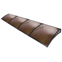 Window Awning Door Canopy 1m x 4m Brown Sheet Black Plastic Frame