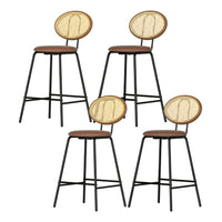 4x Bar Stools PU Leather Stools Brown