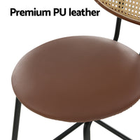 4x Bar Stools PU Leather Stools Brown