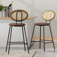 4x Bar Stools PU Leather Stools Brown