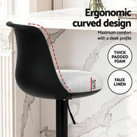 Artiss 2x Bar Stools Kitchen Swivel Gas Lift Counter Dining Chair Curved Black