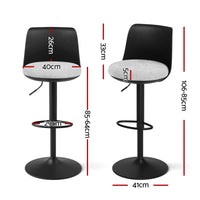 Artiss 4x Bar Stools Kitchen Swivel Gas Lift Counter Dining Chair Curved Black