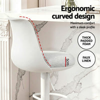 Artiss 2x Bar Stools Kitchen Swivel Gas Lift Counter Dining Chair Curved White