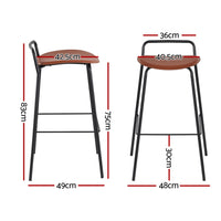 2x Bar Stools Kitchen Counter Stools Metal Brown