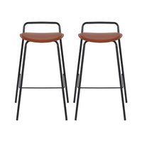 2x Bar Stools Kitchen Counter Stools Metal Brown