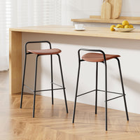 2x Bar Stools Kitchen Counter Stools Metal Brown