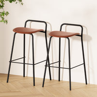 2x Bar Stools Kitchen Counter Stools Metal Brown