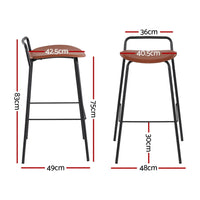 4x Artiss Bar Stools Kitchen Counter Dining Chair Metal Brown