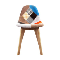 Set of 2 Retro Beech Fabric Dining Chair - Multi Colour