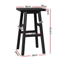 Bar Stools Kitchen Counter Stools Wooden Chairs Black x2