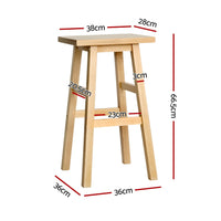 4x Bar Stools Kitchen Chairs Wooden Nature