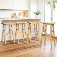 4x Bar Stools Kitchen Chairs Wooden Nature