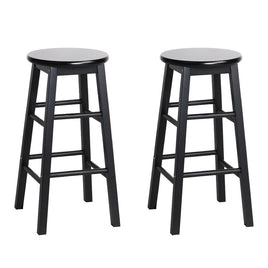 Artiss 2x Bar Stools Round Chairs Wooden Black