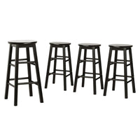 4x Bar Stools Round Chairs Wooden Black