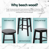 4x Bar Stools Round Chairs Wooden Black