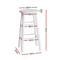 4x Bar Stools Round Chairs Wooden White