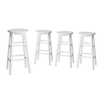 4x Bar Stools Round Chairs Wooden White