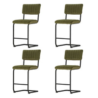 4x Bar Stools Velvet Chairs Green