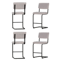 4x Bar Stools Velvet Chairs Grey