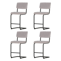 4x Bar Stools Velvet Chairs Grey