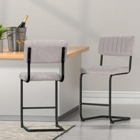 4x Bar Stools Velvet Chairs Grey