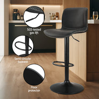 Artiss 2x Bar Stools Kitchen Swivel Bar Stool Gas Lift Chairs Barstools Black