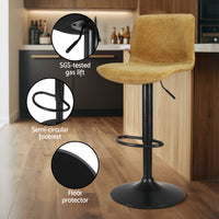 4x Bar Stools Kitchen Swivel Gas Lift Chairs Brown