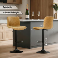 4x Bar Stools Kitchen Swivel Gas Lift Chairs Brown