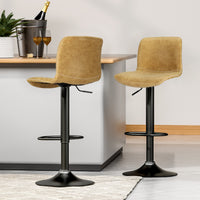 4x Bar Stools Kitchen Swivel Gas Lift Chairs Brown