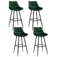 4x Bar Stools Velvet Chairs Green