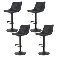 4x Bar Stools Vintage Leather Swivel Gas Lift Black