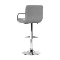 4x Bar Stools Fabric Gas Lift w/Armrest Grey