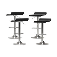 4x Bar Stools Faux Leather Chair Black