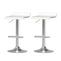 2x Bar Stools Faux Leather Chair White