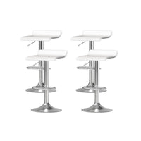 4x Bar Stools Faux Leather Chair White