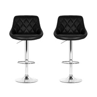 Artiss 2x Bar Stools Leather Padded Gas Lift Stool Black