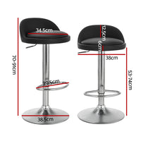 2x Bar Stools PU Leather Gas Lift Black