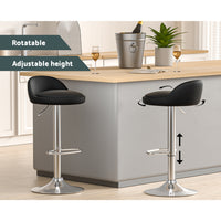 4x Bar Stools PU Leather Gas Lift Black