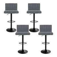 4x Bar Stools Vintage Leather Gas Lift Grey